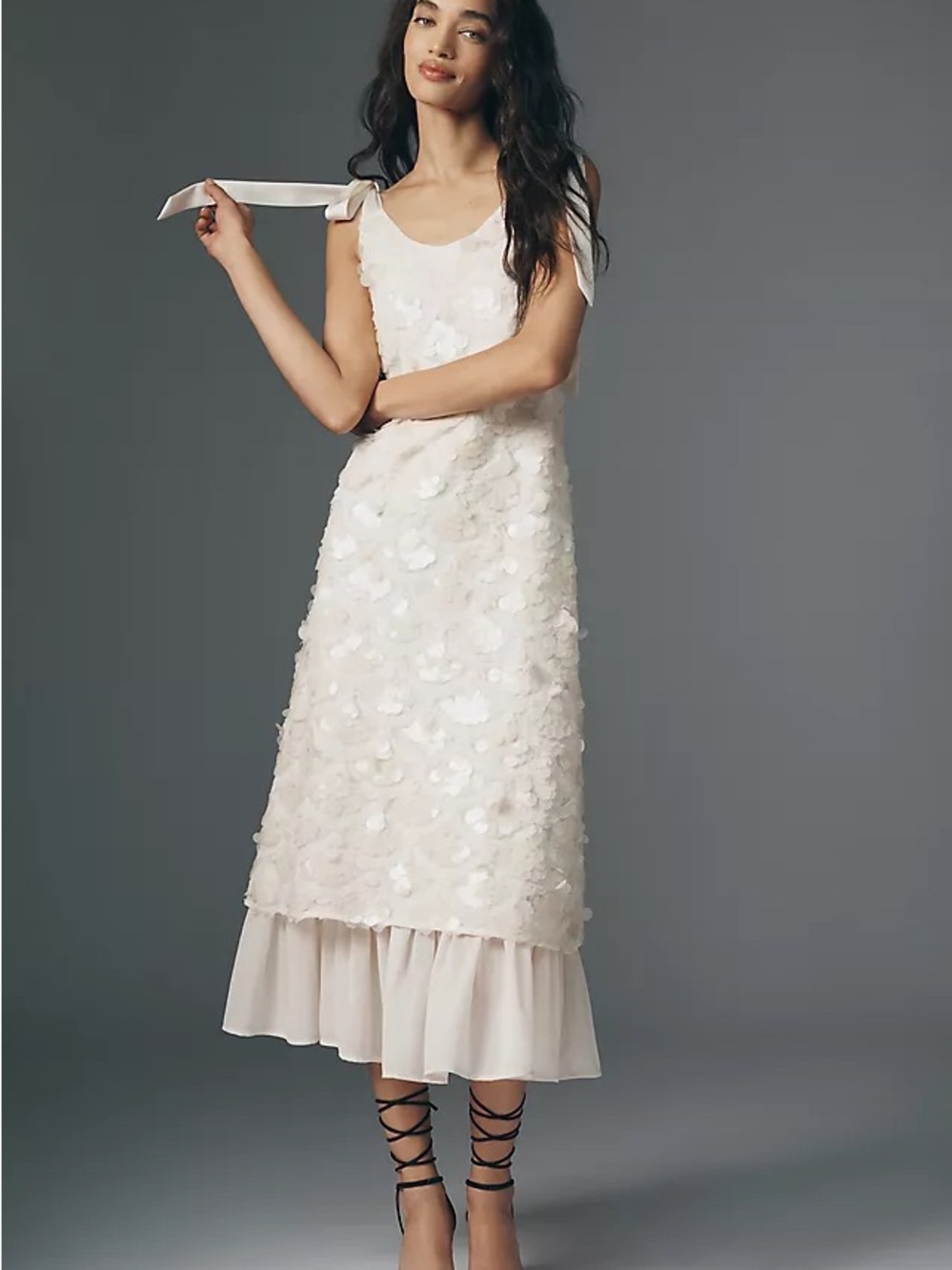 En Saison Emryn Sequin A-Line Bow Midi Dress AS IS